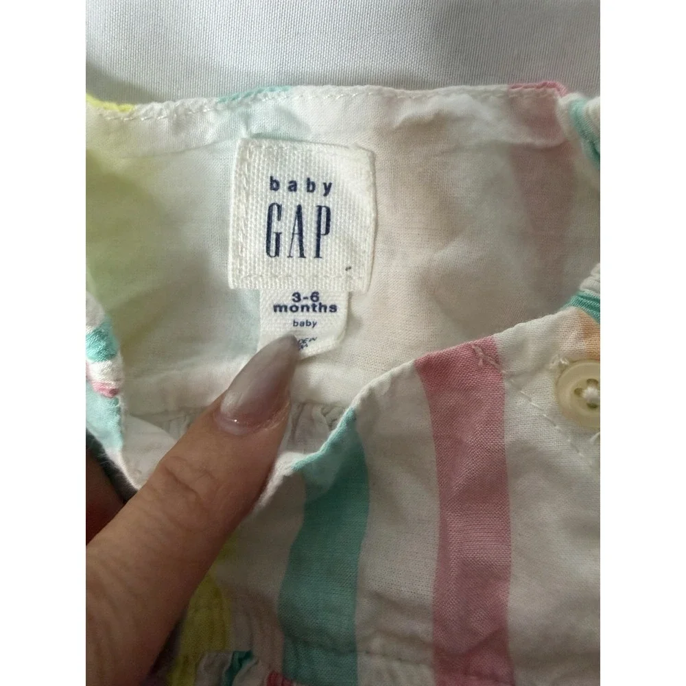 Baby Gap Rainbow Stripe Eyelet Dress 3-6 Months Pastel Summer